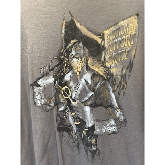 Gildan Men’s XL Brown Emotional Support Pirate Graphic Tee Funny - Picture 3 of 4